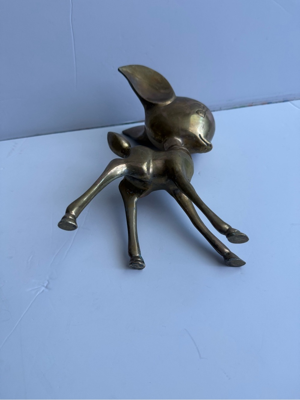 Vintage Brass Mid Century Collectible Bambi Deer Fawn Statue Figurine 8" - Picture 6 of 8
